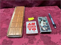Cribbage board mini mastermind game deck of cards