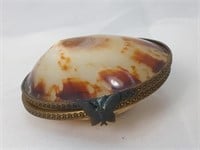 Vintage French Abalone Sea Shell Metal Brass