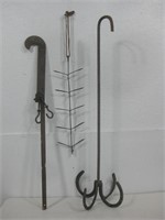 Three Metal Hook Decor Items Tallest 34"