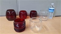 VINTAGE RED & CLEAR GLASS LANTERN GLOBES