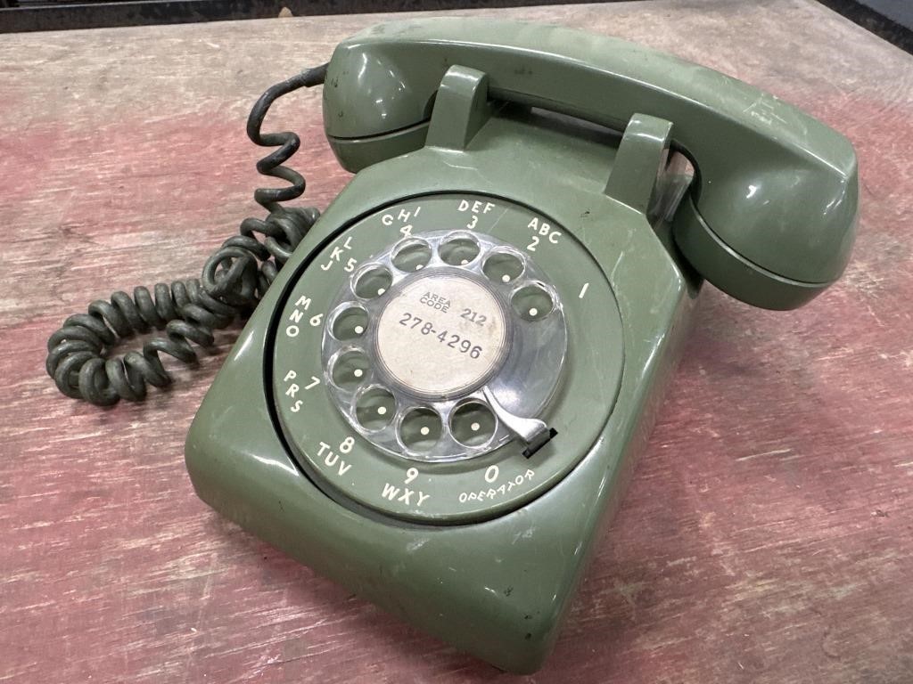 Vintage green rotary telephone