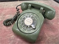 Vintage green rotary telephone