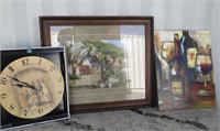 Artwork Grouping 2 Prints & French Style Clock
