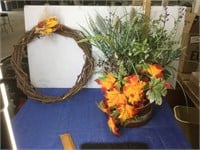 Artificial decoration and Small grapevine Wreath