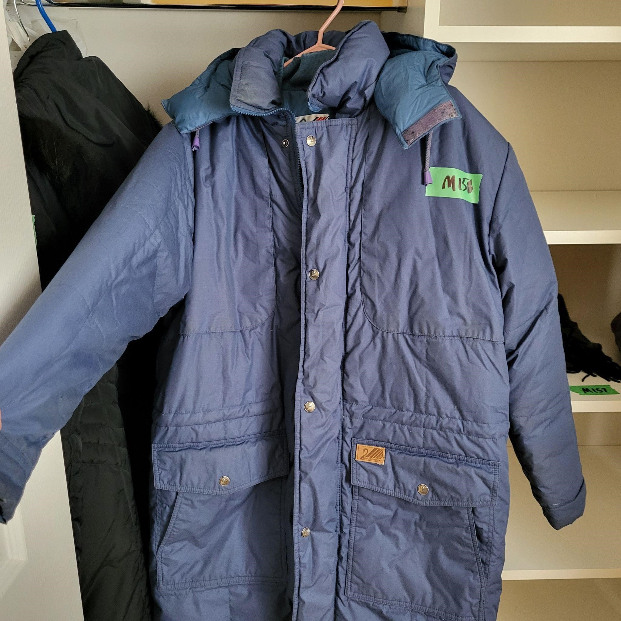 Mens Small Navy Down filled winter coat