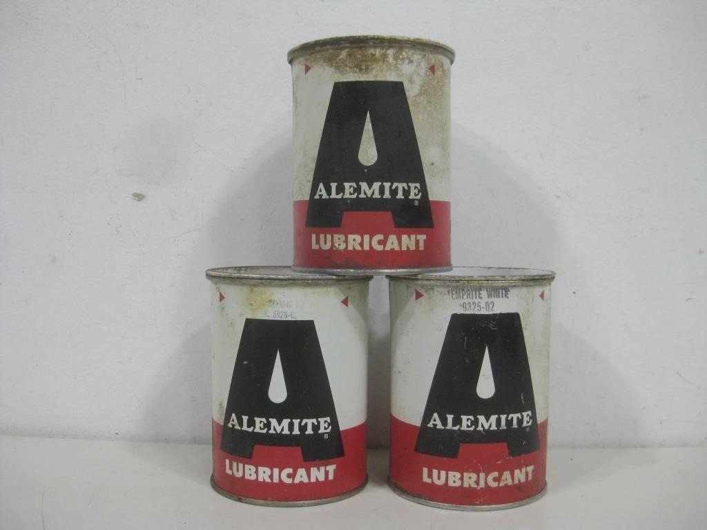 Three Vtg Alemite Lubricant Cans