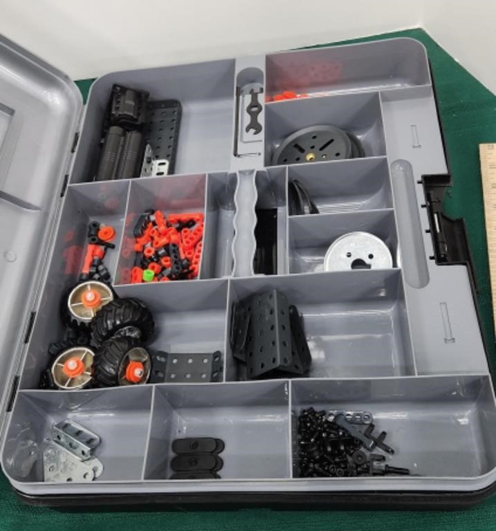 Meccano box with contents- - under table 7