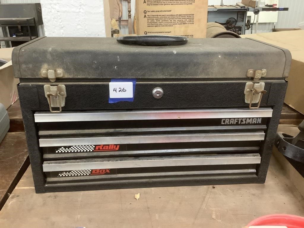 Craftsman tool box with old tools inside.  12 x