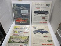 4 vintage car posters 1950's