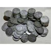 (100) Walking Liberty Half Dollars -90% Silver