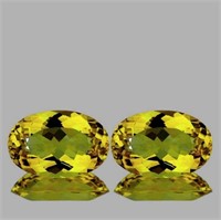 Natural AAA Yellow Beryl 'Heliodor' Pair{Flawless-