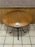 Cafe Style Table w/ Real Wood Top Green Metal Legs