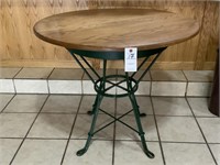 Cafe Style Table Real Wood Top Green Metal Legs