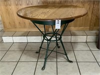 Cafe Style Table Real Wood Top Green Metal Legs