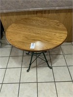 Cafe Style Table w/ Real Wood Top Green Metal Legs