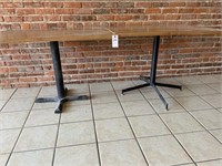 2 MISMATCHED LOCKING CAFE TABLES LAMINATED
