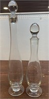 2 beautiful HEAVY glass decanters