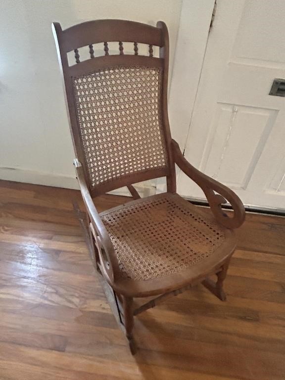 Caned rocking chair