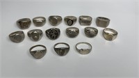 15 ASSORTED SIGNET 925 SILVER RINGS