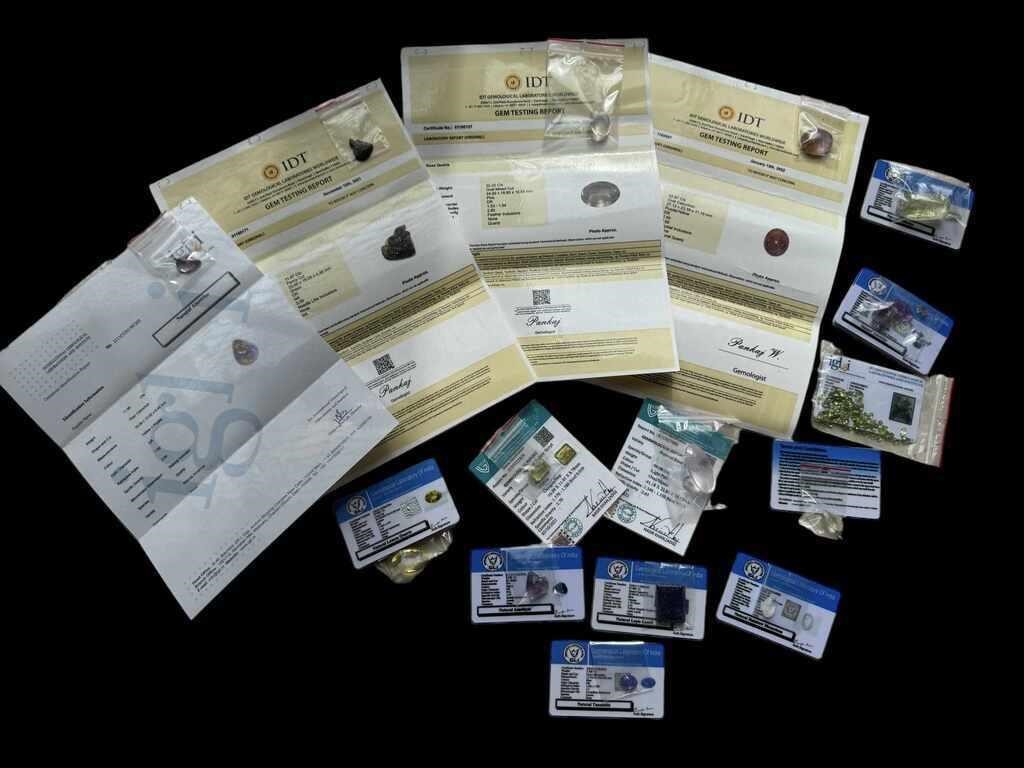 QTY OF ASSORTED STONES WITH CERTIFICATES