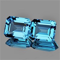 Natural Sky Blue Topaz 12 x 10 MM Pair{Flawless-VV