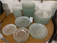 Large Lot of Clear Glass Plates & Bowls