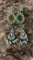 2 sets of Earrings with Turquise centers
