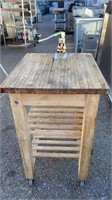 MOBILE WOOD TABLE W/ CAN OPENER 23-5/8" X 19.75"