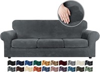 Asnomy Couch Cover, Velvet, Dark Grey, Large
