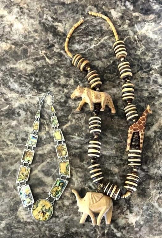 2 nice necklaces one all wood