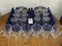 25 Footed Handled Clear Glass Mugs & 2 Soda