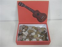 5.5"x 8"x 2" Box Of Foreign Coins