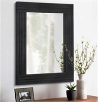 Black Vintage Wood Mirror 20x16 Black