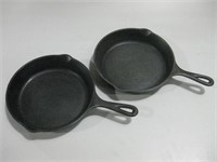 Two 9.25" Lodge Cast Iron Skillets
