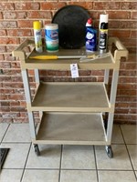 Plastic Cleaning Cart w/ Some Supplies