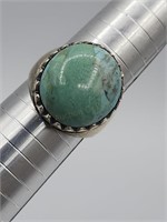 Men's Sterling Large Natural Turquoise Ring Sz