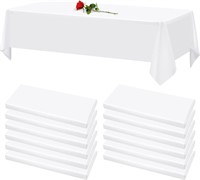 12pk White Tablecloths 60x126 Wrinkle Resist