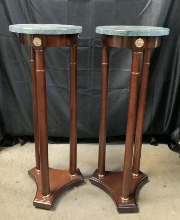 Pair of Marble Top Fern Stands