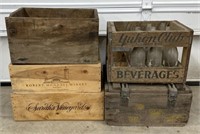 (S) Various Wooden Crates Including Wine Crates