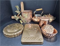 (P) Mixed Lot Of Copper Plated/Toned Decor: