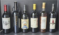 (P) Six Bottles Of Various Wine Bottles: Amphora,