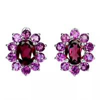 Natural Unheated  Rhodolite Garnet Earrings