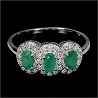 Natural Oval Colombian  Emerald Ring
