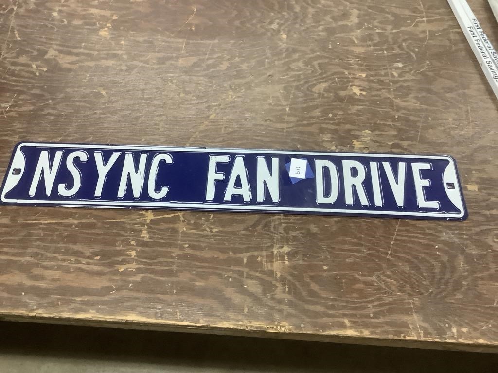 Metal NSYNC fan Drive sign