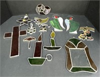(M) Stain Glass Items: Cross, Angels, Candles &
