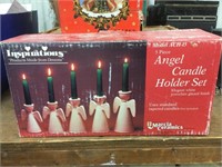 Vintage nativity set angel candle holder set,