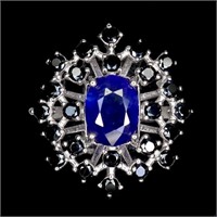 Blue Sapphire Black Spinel Gemstone 925 Sterling S