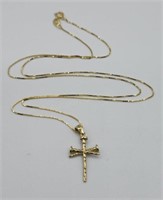 10k Yellow Gold 18in Cross Necklace 2.0g
