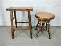Lot Of Two Wooden Stools