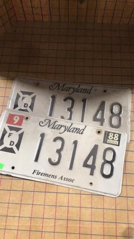 Maryland match set if license plates